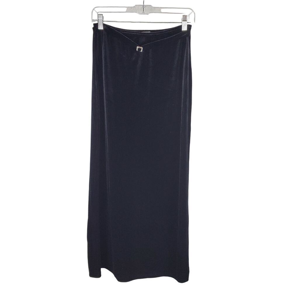 Vintage Maria Gabrielle Black Velvet Maxi Skirt Sz Small Y2K Gothic Glam